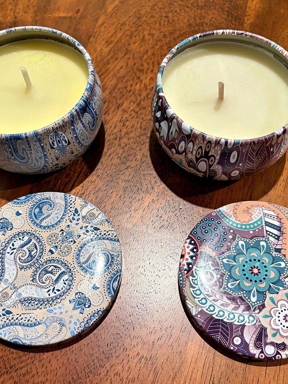 Decorative Paisley Candle Set Blue & Purple